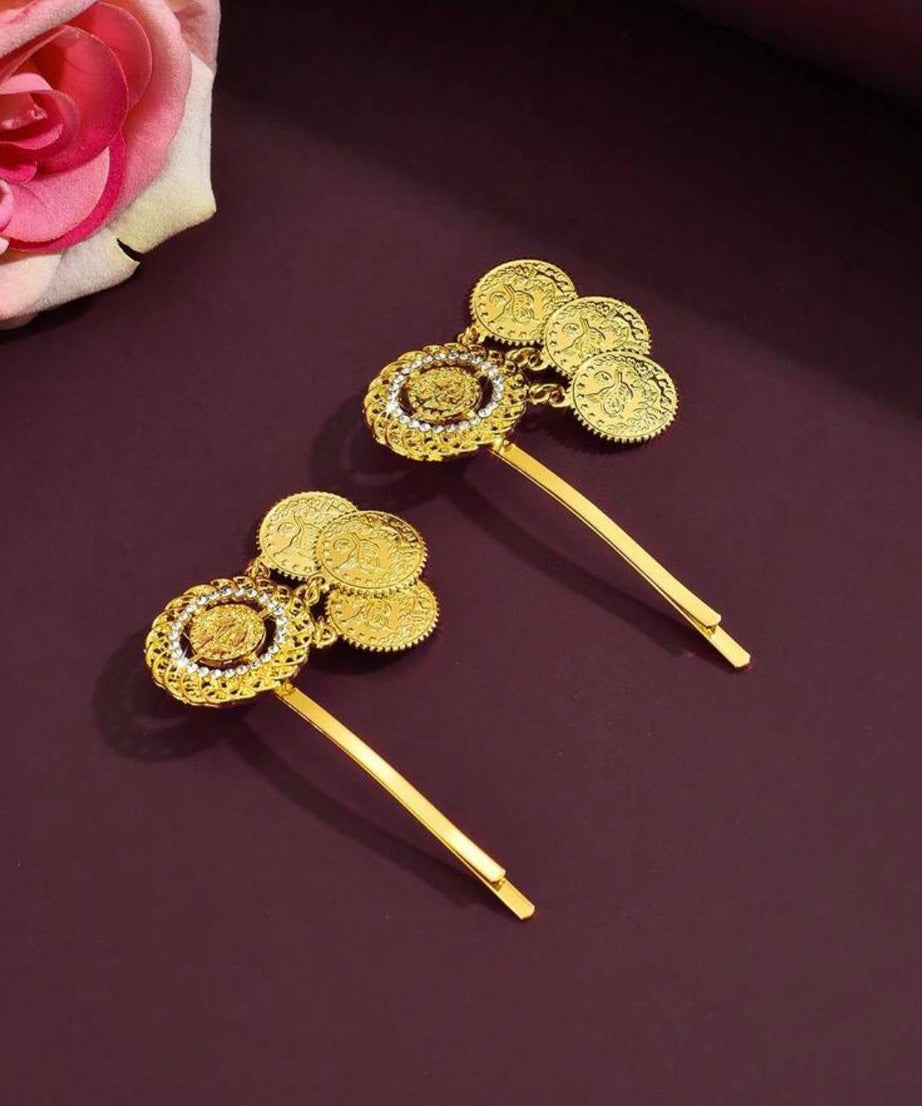 HAIR ACCESSORIES FLORAL GOLD METAL CIRCULAR
