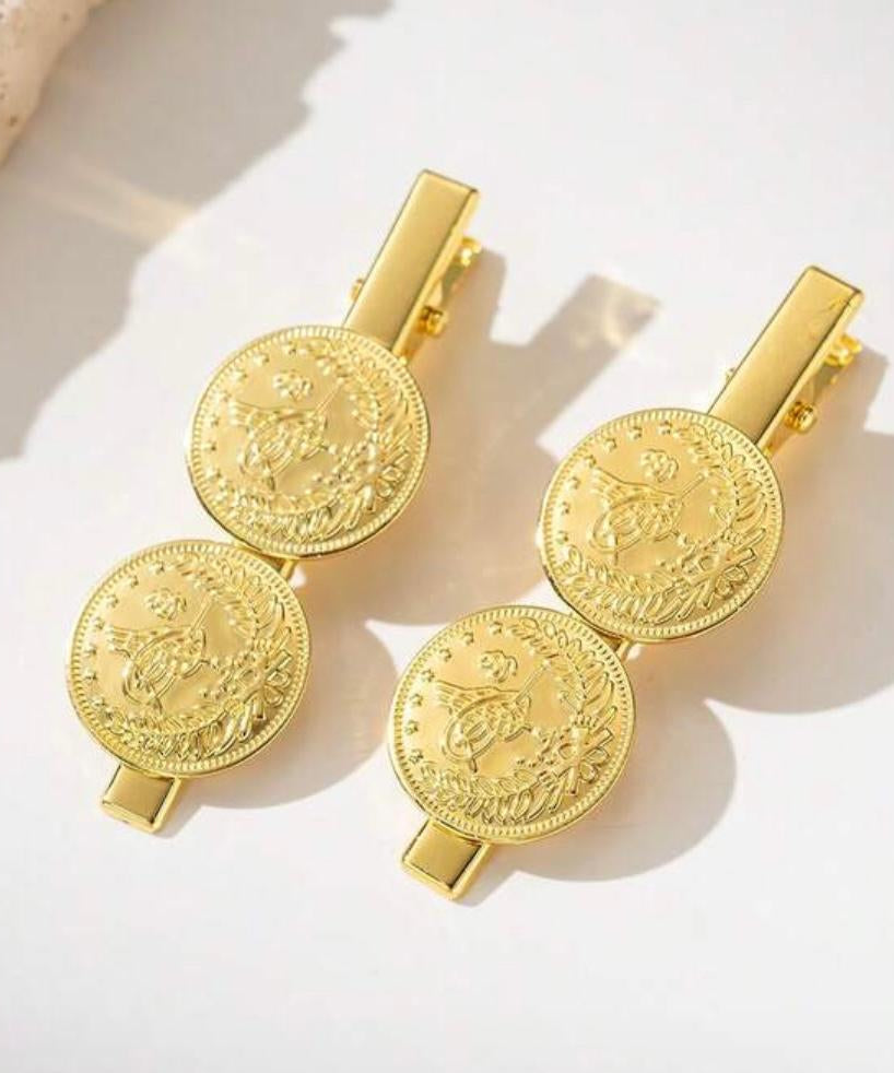 HAIR ACCESSORY GOLD PLATED COIN HAIR