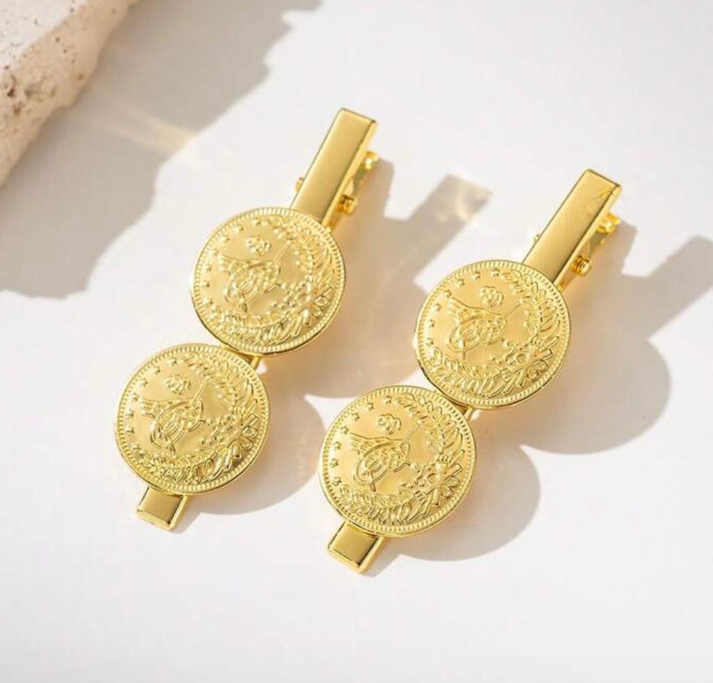 HAIR ACCESSORY GOLD PLATED COIN HAIR