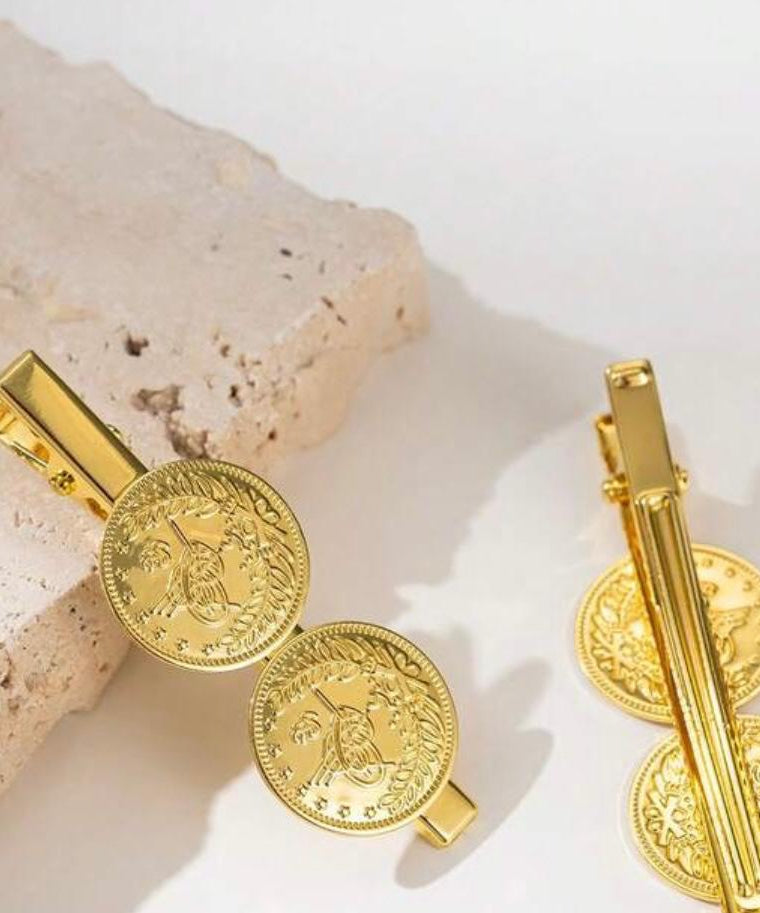 HAIR ACCESSORY GOLD PLATED COIN HAIR