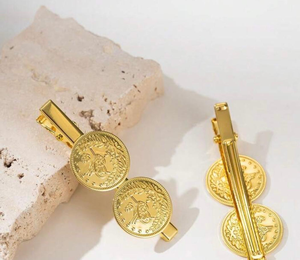 HAIR ACCESSORY GOLD PLATED COIN HAIR