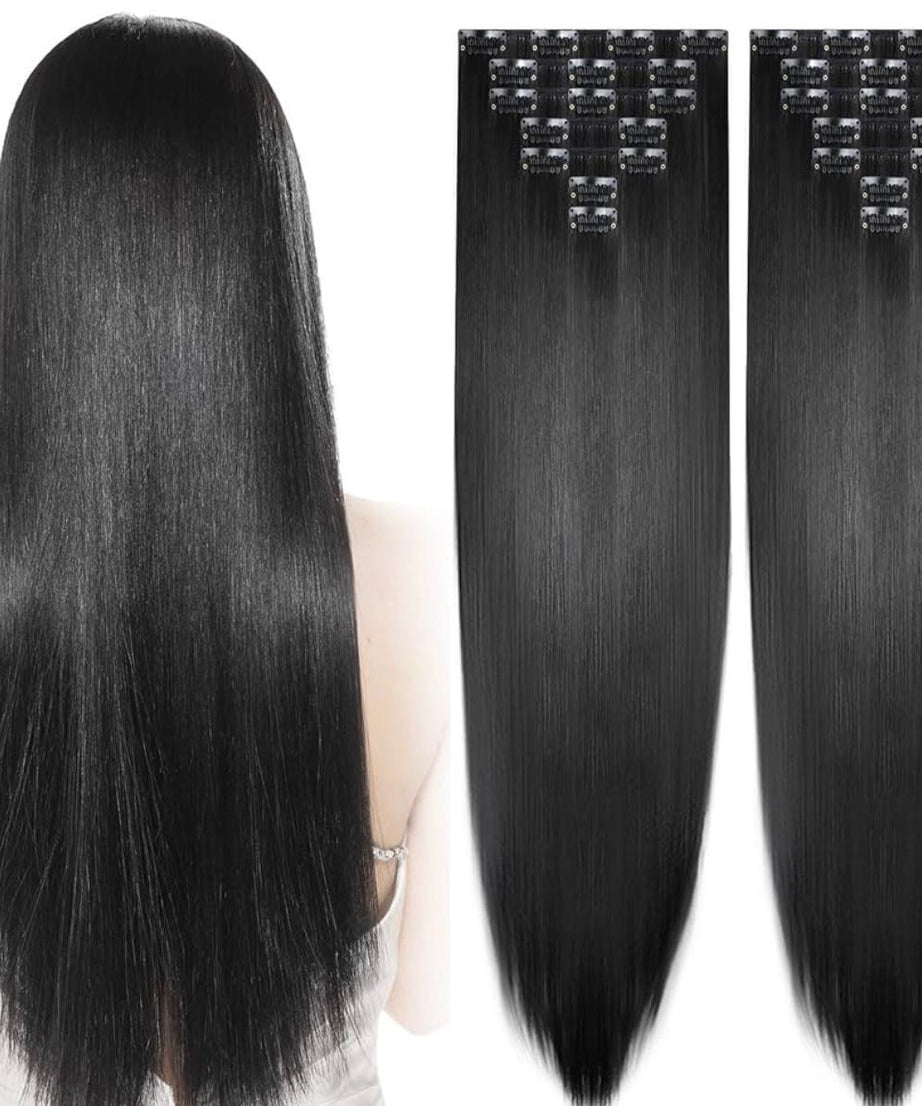 Set Natural Human Hair Clip in Extensions