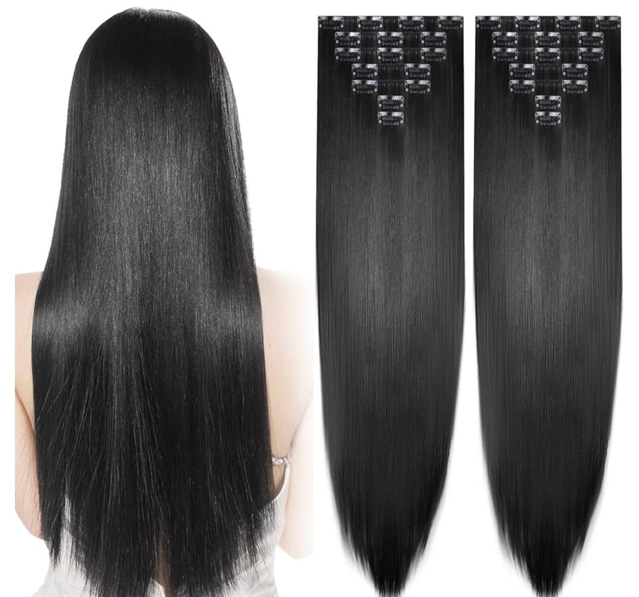 Set Natural Human Hair Clip in Extensions