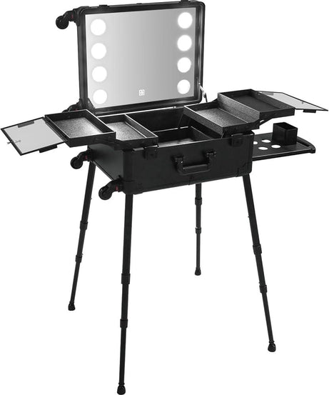Trolley Makeup Case with LED Light Mirror