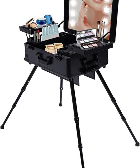Trolley Makeup Case with LED Light Mirror