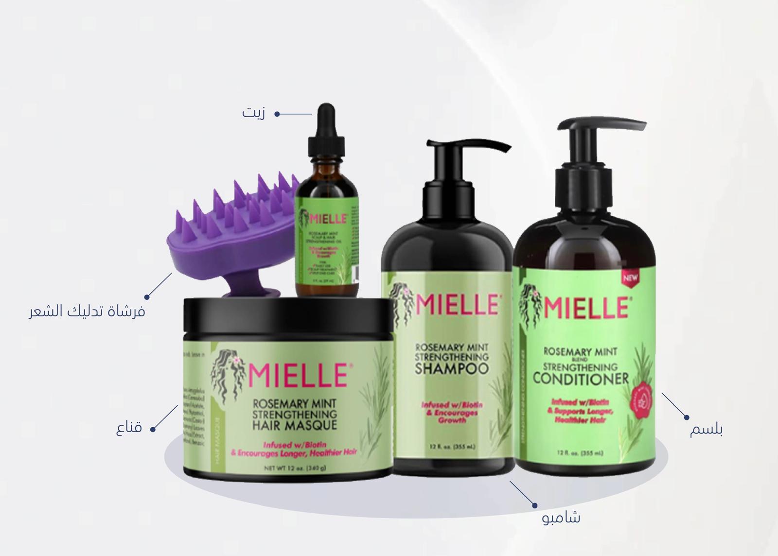 Mielle Rosemary Mint Organics Pack of 4 ( Shampoo + Conditioner + Mask + Oil )