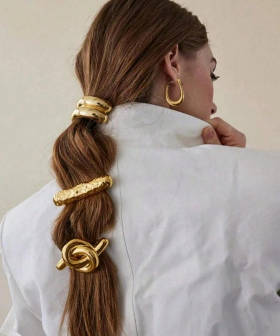 Gold Metal Hair Tie Accessory Scox (1 piece)