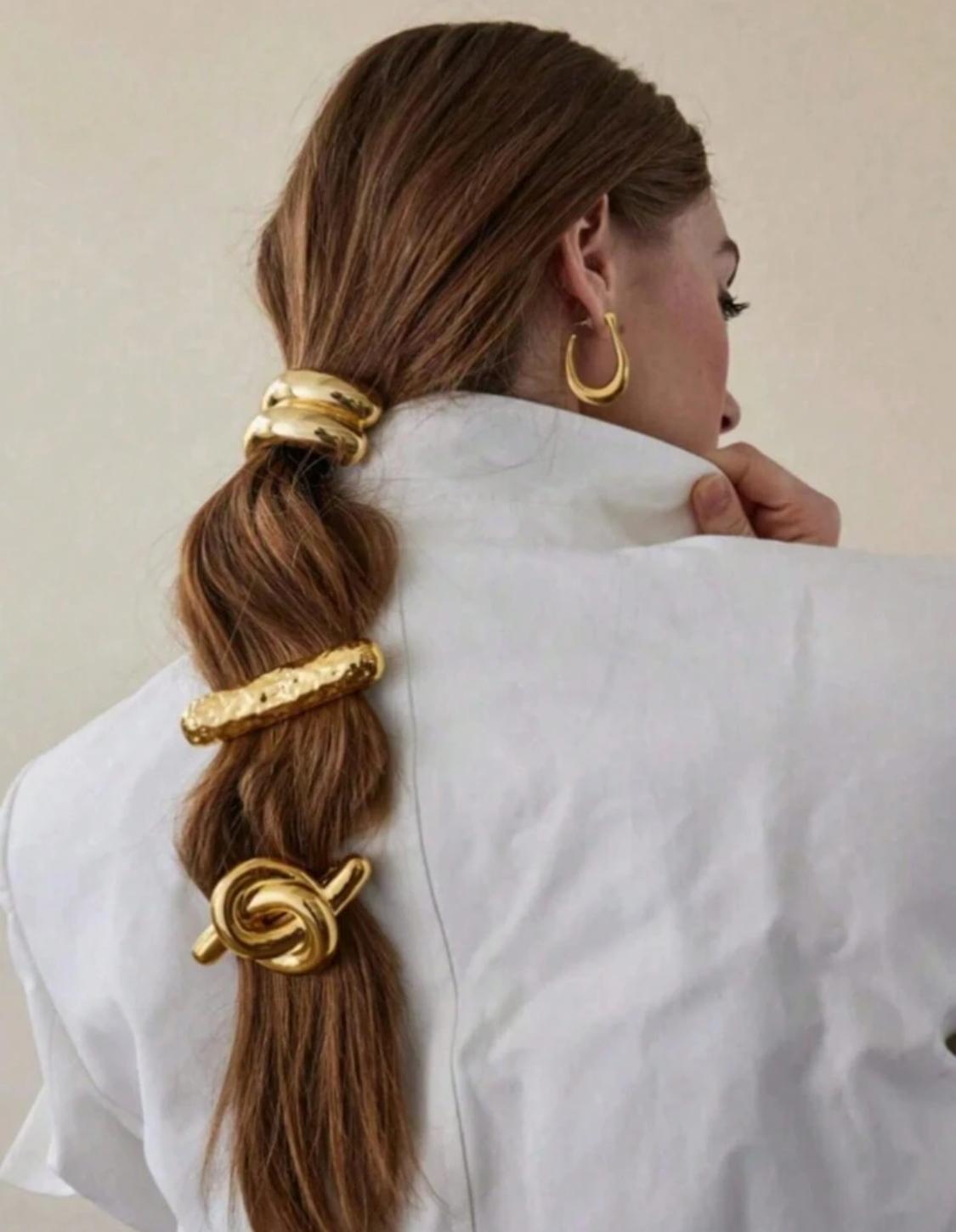 Gold Metal Hair Tie Accessory Scox (1 piece)