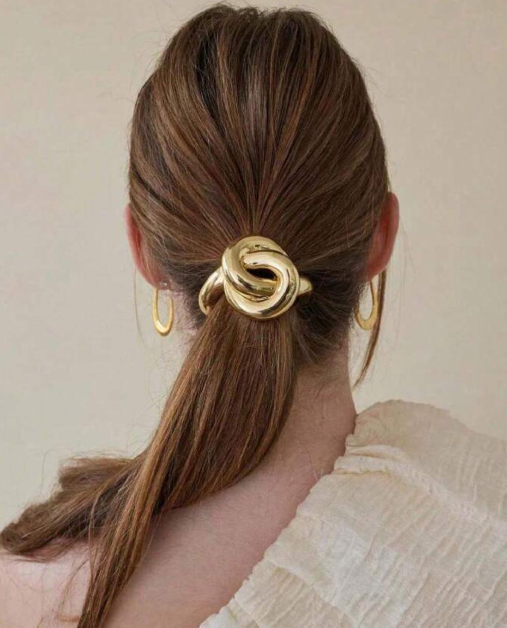 Gold Metal Hair Tie Accessory Scox (1 piece)