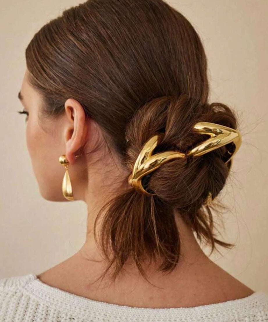 Gold Metal Hair Tie Accessory Scox (1 piece)