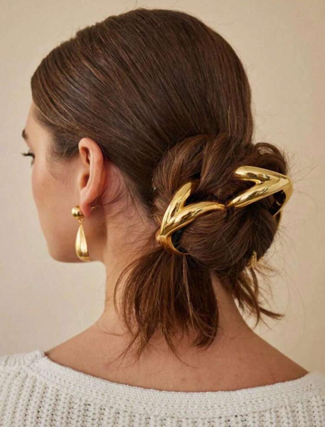 Gold Metal Hair Tie Accessory Scox (1 piece)