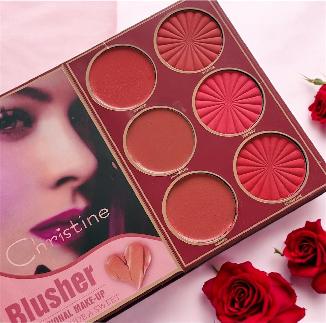 Christine 4-in-1 Makeup Booklet - Eyeshadow & Highlighter & Blusher & Contour