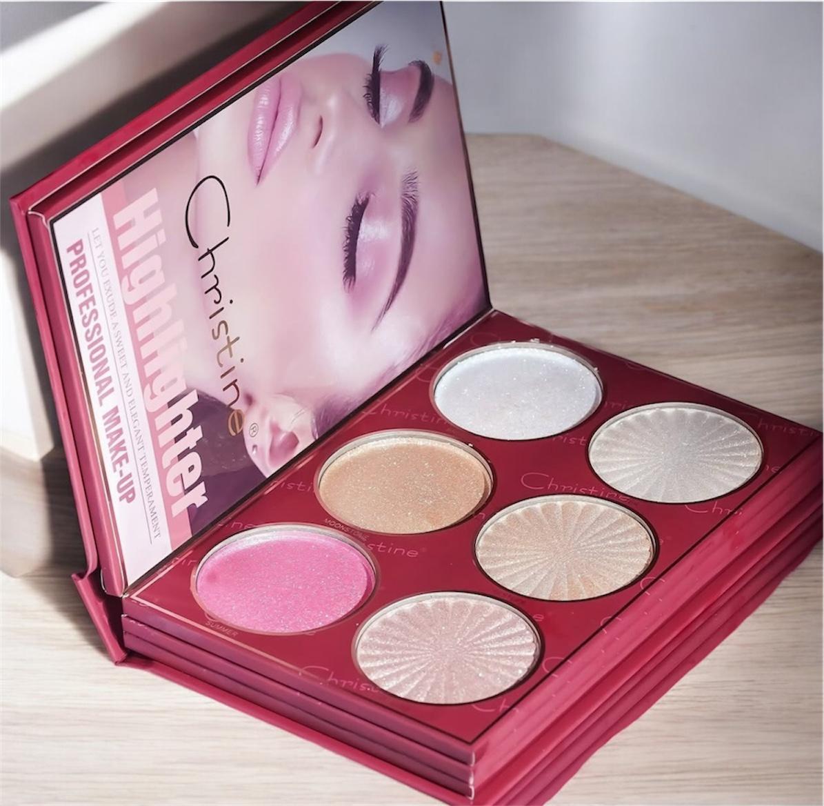 Christine 4-in-1 Makeup Booklet - Eyeshadow & Highlighter & Blusher & Contour