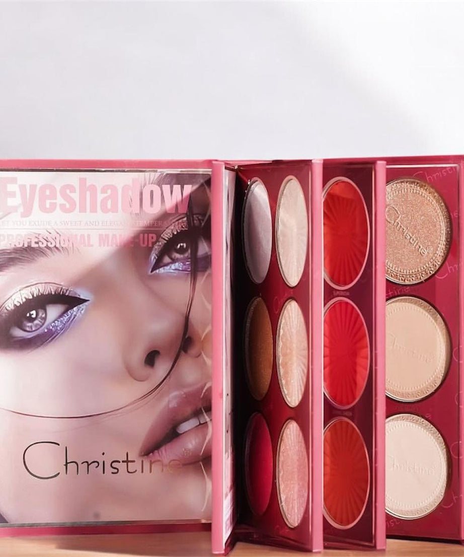 Christine 4-in-1 Makeup Booklet - Eyeshadow & Highlighter & Blusher & Contour