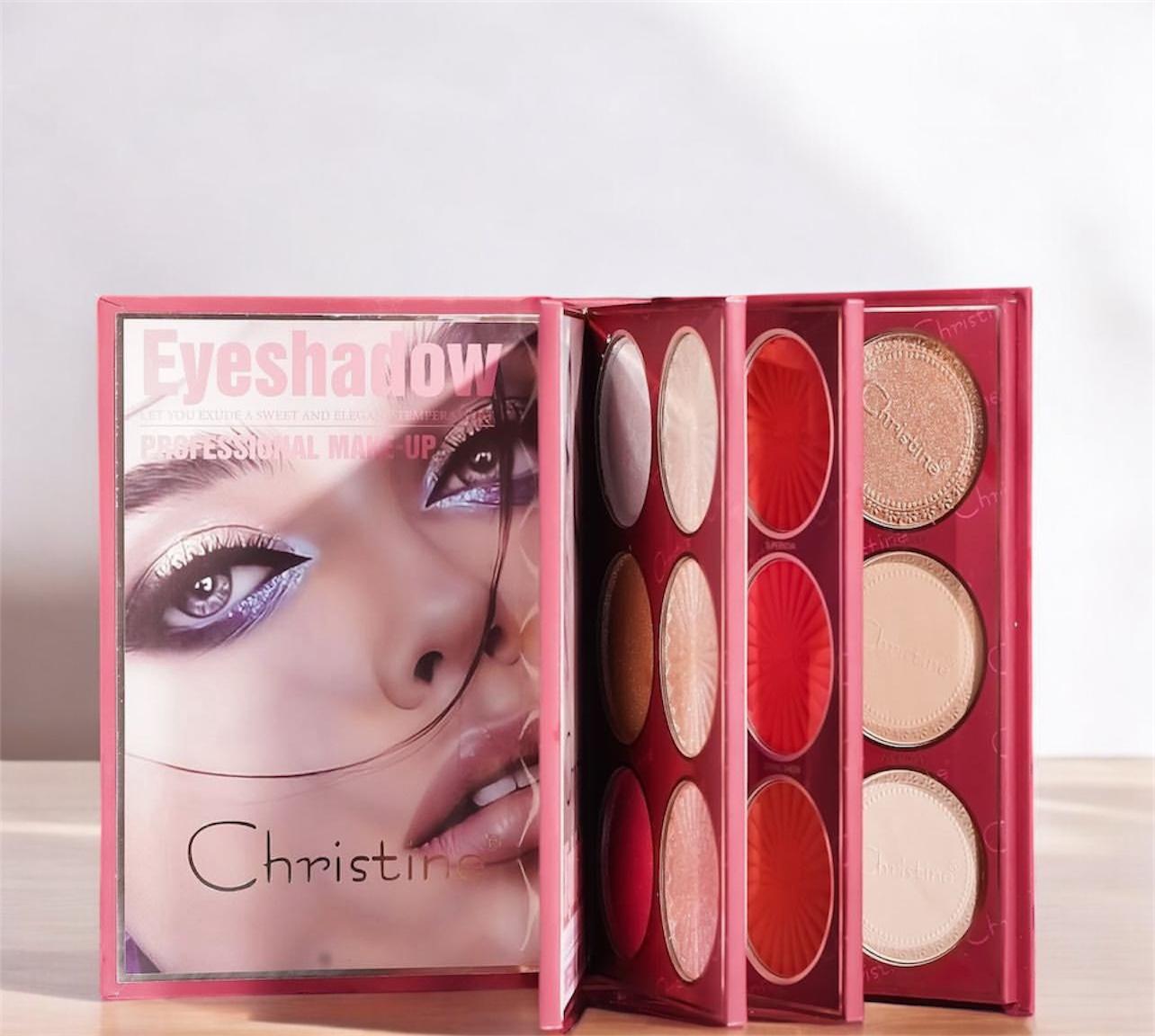 Christine 4-in-1 Makeup Booklet - Eyeshadow & Highlighter & Blusher & Contour