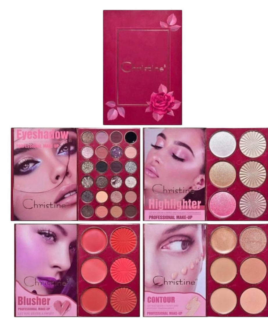 Christine 4-in-1 Makeup Booklet - Eyeshadow & Highlighter & Blusher & Contour