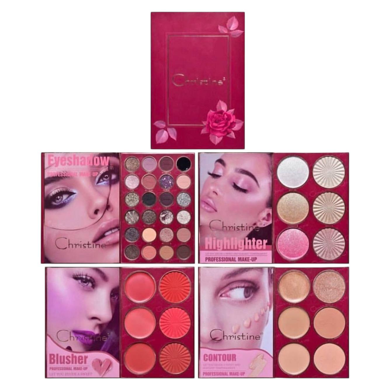 Christine 4-in-1 Makeup Booklet - Eyeshadow & Highlighter & Blusher & Contour