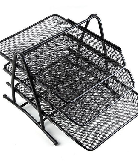 Metal Paper Tray–3 Tiers Black