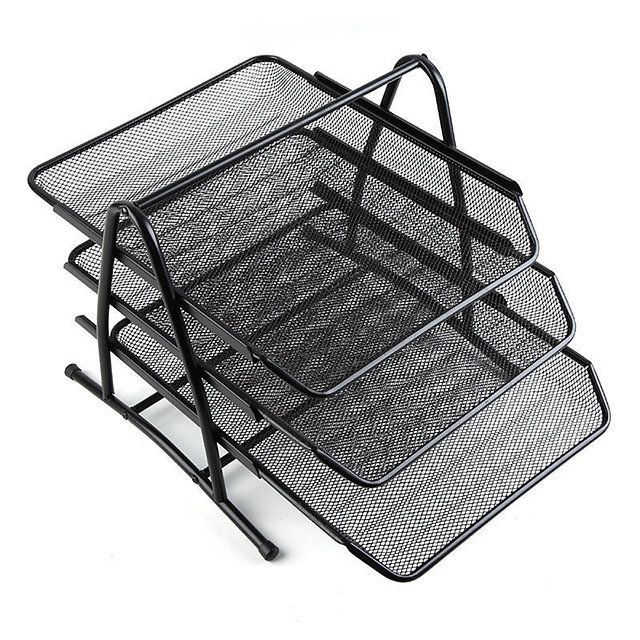 Metal Paper Tray–3 Tiers Black