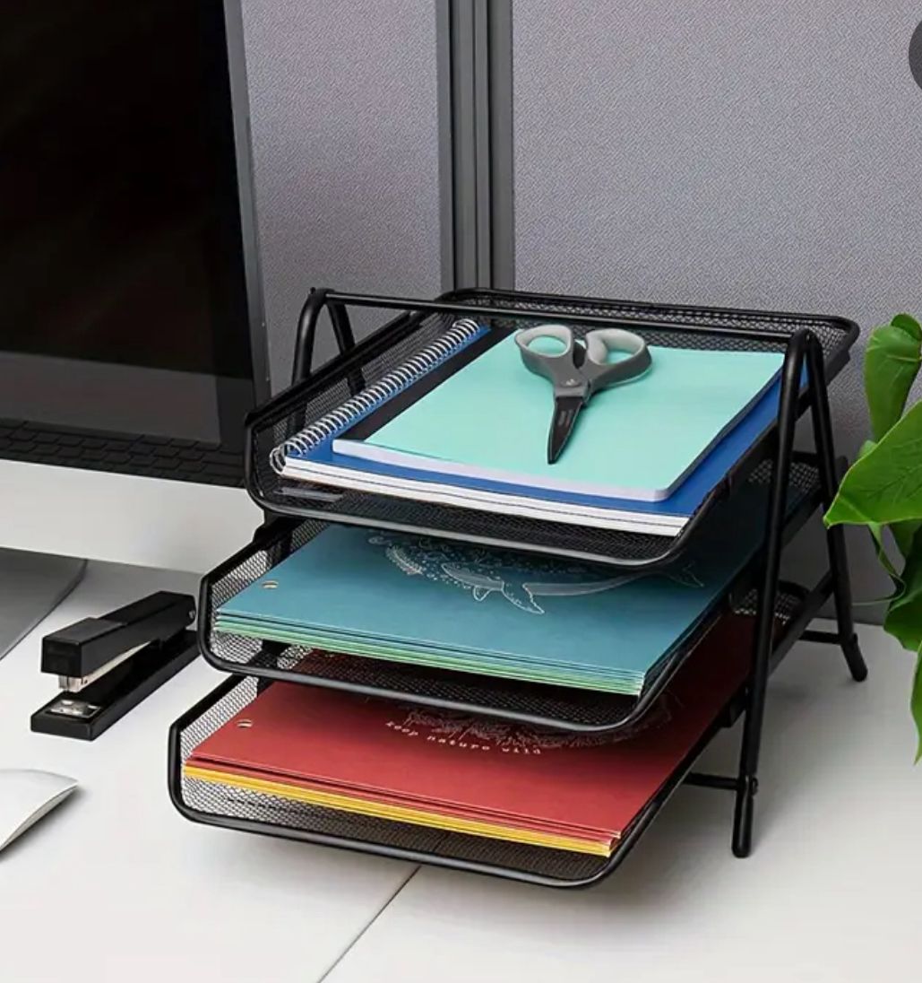 Metal Paper Tray–3 Tiers Black