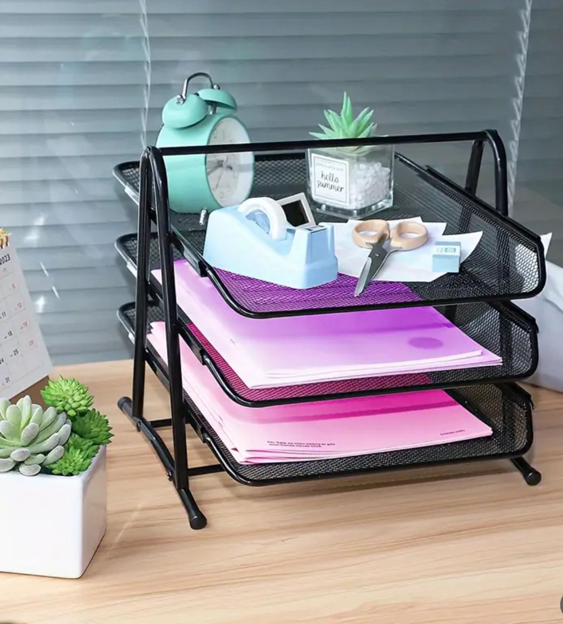 Metal Paper Tray–3 Tiers Black