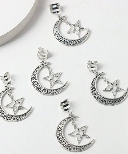 Hair Accessory Silver in the shape of a crescent moon containing a star (3 pieces)