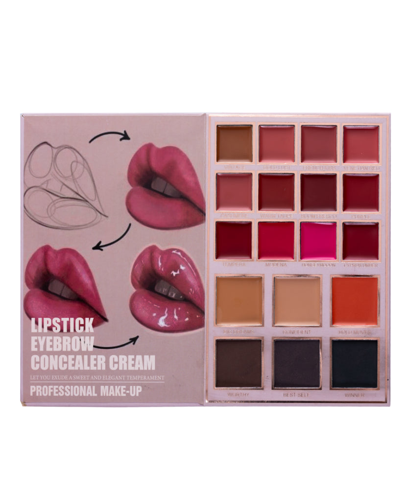 كتيب مكياج كريستين 5 في 1-ظلال العيون و Highlighter & Blusher & Lipstick & Coft