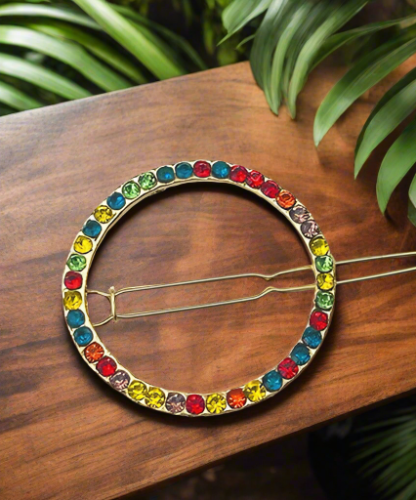 Hair Accessory in the shape of a multi-colored circle