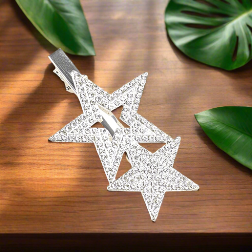 Hair Accessory Silver in the shape of two sparkling stars
