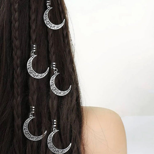 Hair Accessory Silver in the shape of a crescent moon (2 pieces)