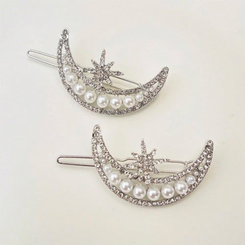 Hair Accessory in the shape of a crescent moon with a sun star ( 1 piece )