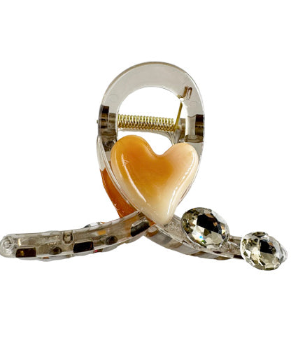 Hair Clip Transparent with a heart in the middle