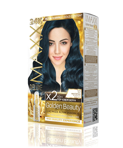 Maxx Deluxe 24K Gold Hair Dye - Blue Black (1.1) Maxx Deluxe 24K Gold Hair Dye - Blue Black (1.1)