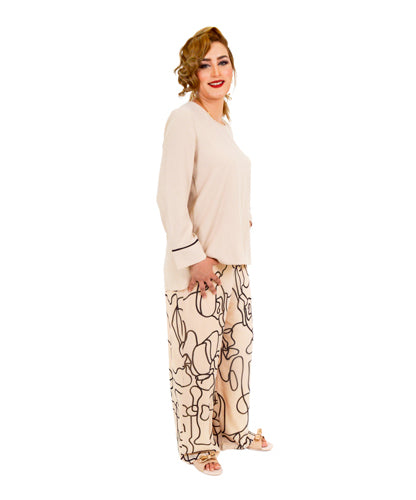 White Blouse & Black Pants by Ghada Couture