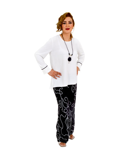 White Blouse & Black Pants by Ghada Couture