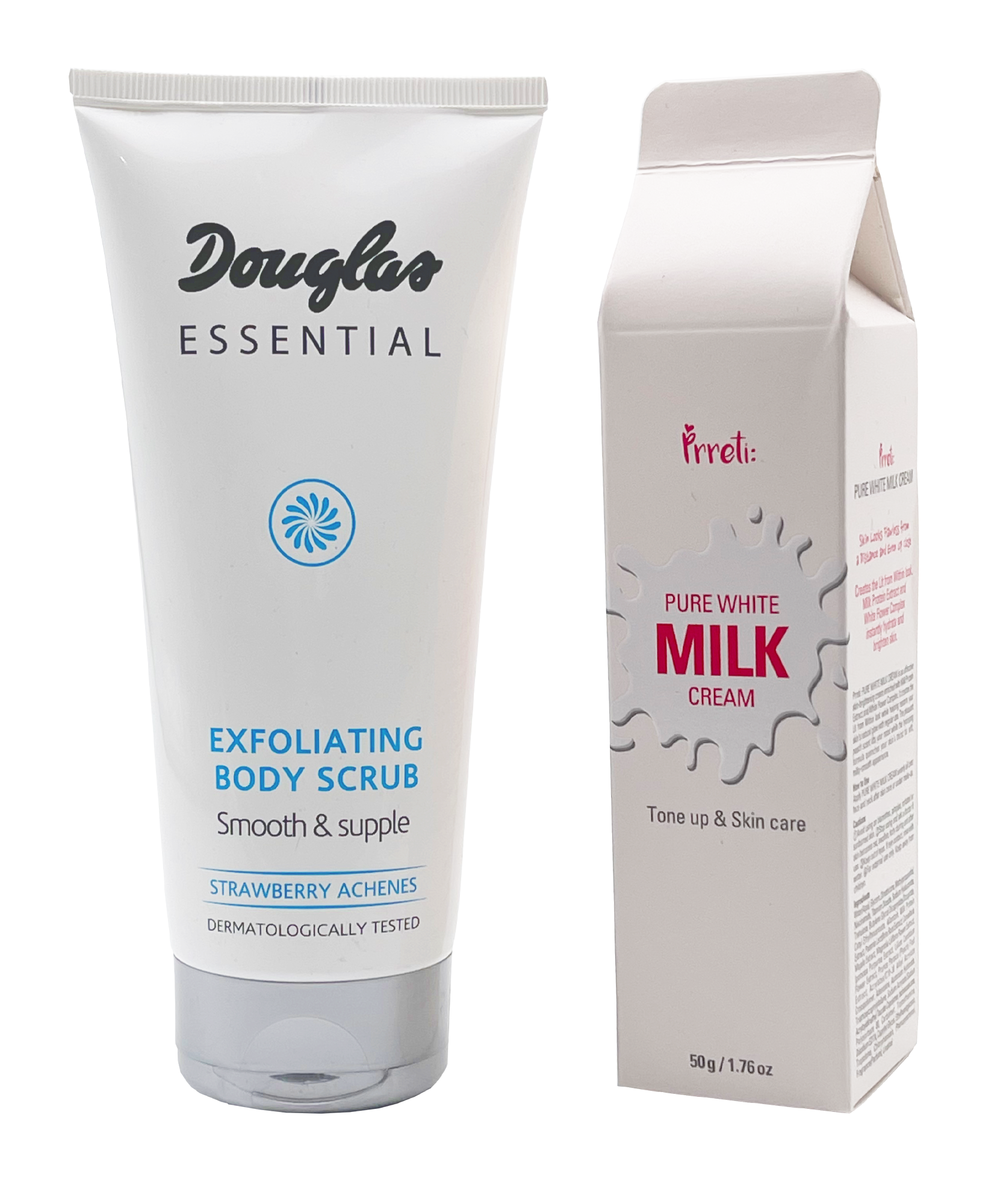 Douglas Body Scrub (200ml) / Pure White Milk Cream Tone Up (50g)