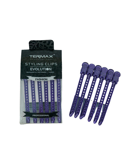 Termax Professional Hair Clips - Purple ( 12 pieces )