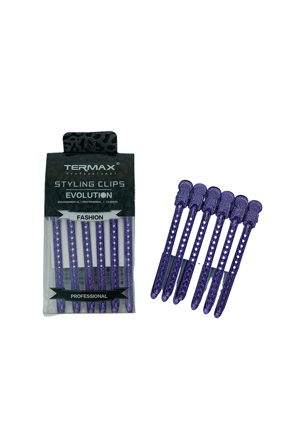 Termax Professional Hair Clips - Purple ( 12 pieces )