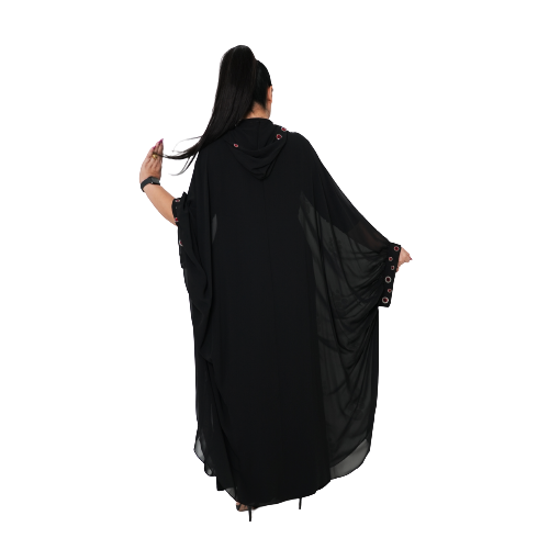 Black Abaya / Red Printed Design