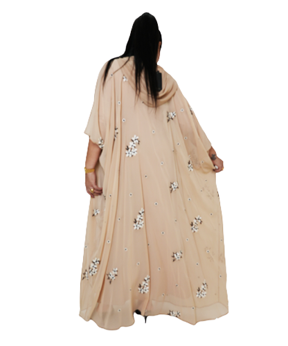 Beige Dress With Flower Budge