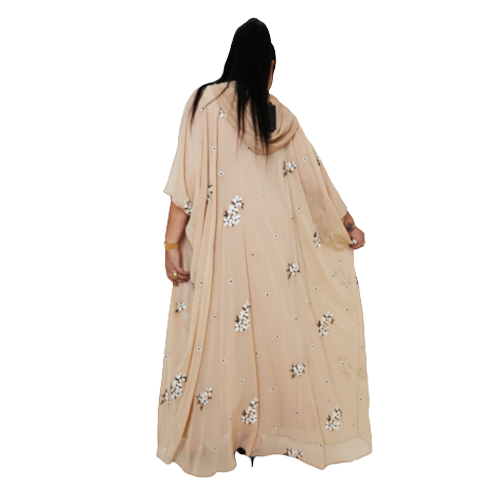 Beige Dress With Flower Budge