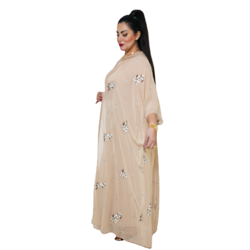 Beige Dress With Flower Budge