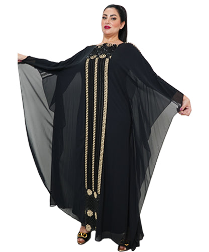 Black-Gold Striped Designed Abaya Black-Gold Striped Designed Abaya