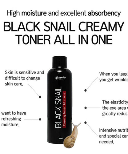 EyeNlip -Black Snail Creamy Toner All In One 200ml EyeNlip -Black Snail Creamy Toner All In One 200ml