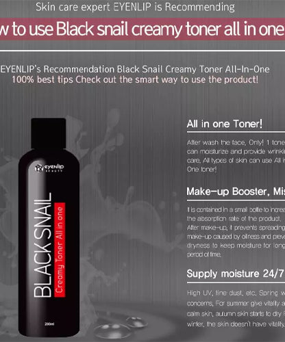 EyeNlip -Black Snail Creamy Toner All In One 200ml EyeNlip -Black Snail Creamy Toner All In One 200ml