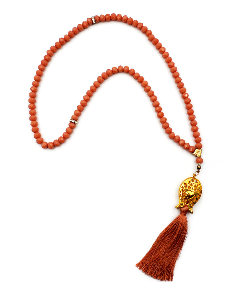 مسبحة برتقالي بني طويل