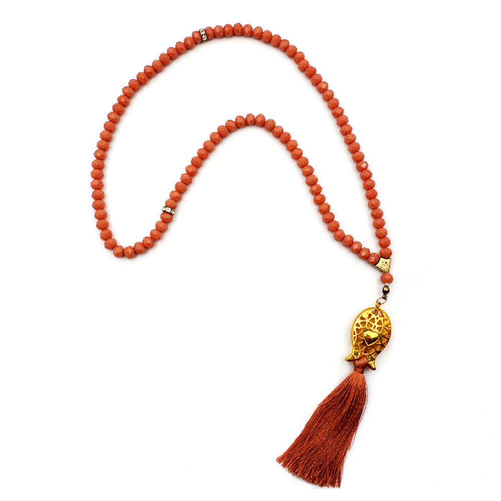 مسبحة برتقالي بني طويل