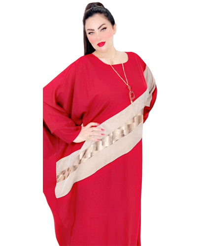 Red Abaya With Beige Middle Lining Red Abaya With Beige Middle Lining