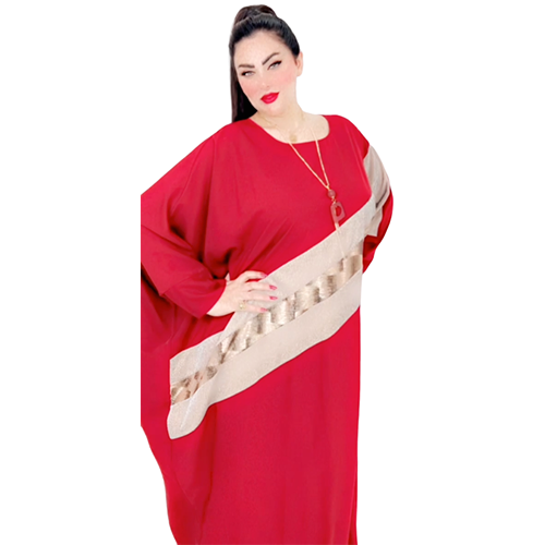 Red Abaya With Beige Middle Lining