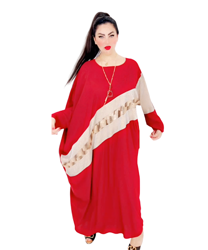 Red Abaya With Beige Middle Lining